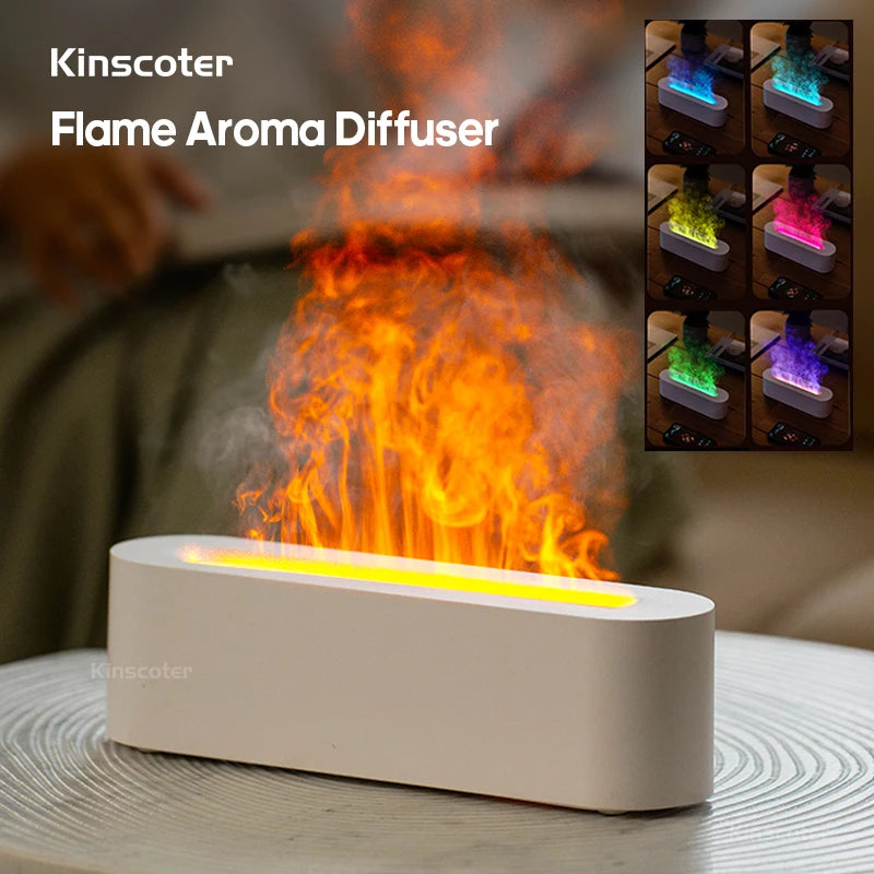 KINSCOTER-Difusor de Aroma ultrasónico, humidificador de aire, generador de niebla fría, nebulizador Led, aceite esencial, lámpara de llama