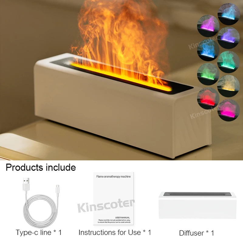 KINSCOTER-Difusor de Aroma ultrasónico, humidificador de aire, generador de niebla fría, nebulizador Led, aceite esencial, lámpara de llama