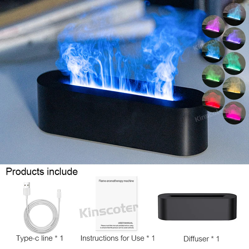 KINSCOTER-Difusor de Aroma ultrasónico, humidificador de aire, generador de niebla fría, nebulizador Led, aceite esencial, lámpara de llama